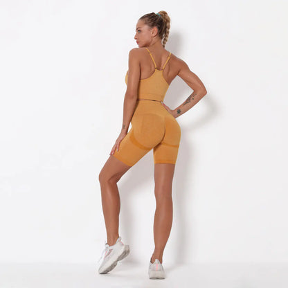 Seamless Knitted Peach Yoga Set